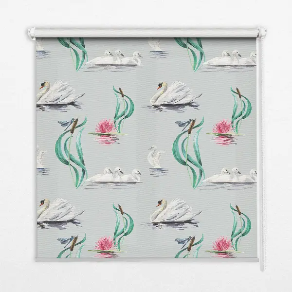 Modern roller blind swans and ducks pattern