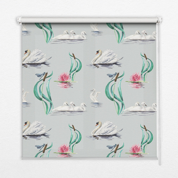 Modern roller blind Swans and ducks