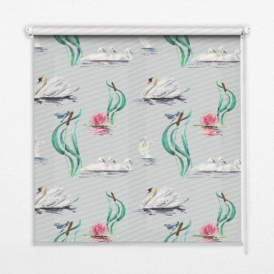Modern roller blind swans and ducks pattern
