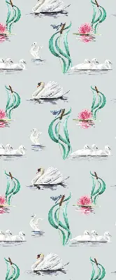 Modern roller blind swans and ducks pattern