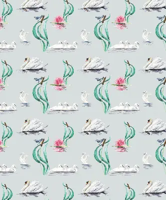 Modern roller blind swans and ducks pattern
