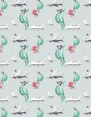 Modern roller blind swans and ducks pattern