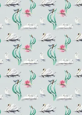 Modern roller blind swans and ducks pattern