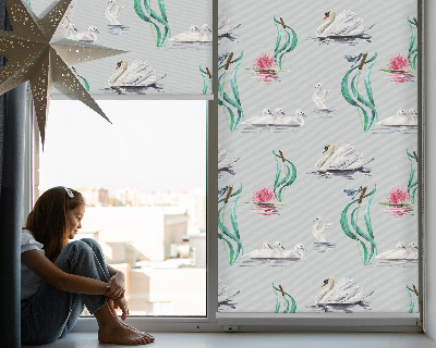 Modern roller blind Swans and ducks