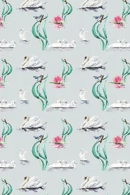 Modern roller blind swans and ducks pattern