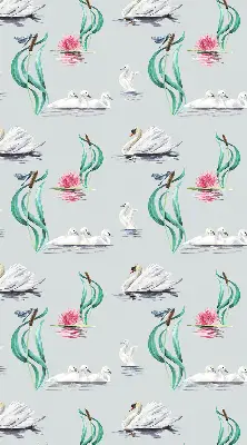 Modern roller blind swans and ducks pattern