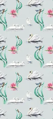 Modern roller blind swans and ducks pattern
