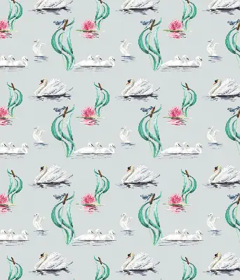 Modern roller blind swans and ducks pattern
