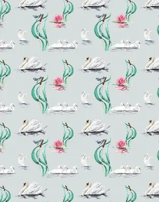 Modern roller blind swans and ducks pattern