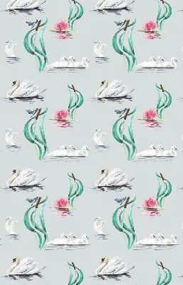 Modern roller blind swans and ducks pattern