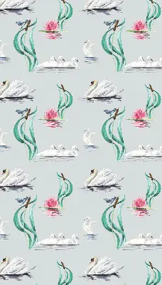 Modern roller blind swans and ducks pattern