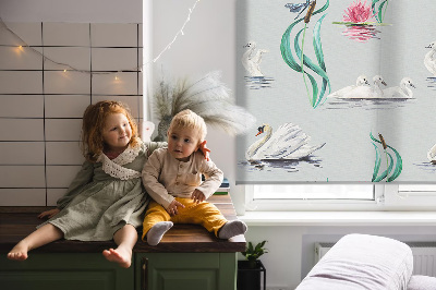 Modern roller blind Swans and ducks