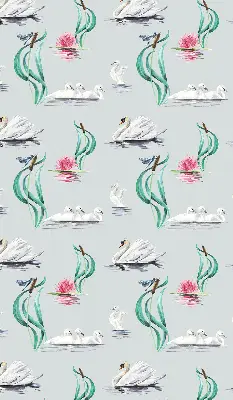 Modern roller blind swans and ducks pattern