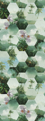 Roller blind for large window Green hexagons