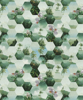 Roller blind for large window Green hexagons