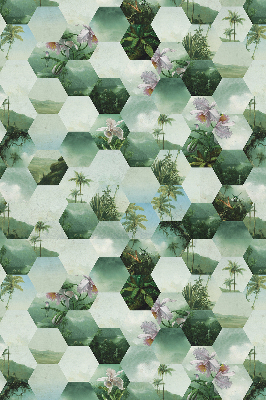 Roller blind for large window Green hexagons