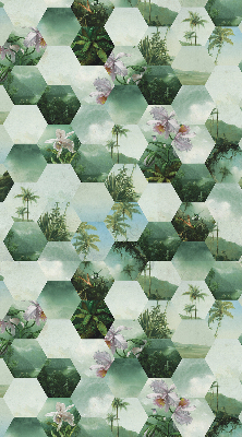 Roller blind for large window Green hexagons