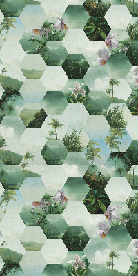 Roller blind for large window Green hexagons
