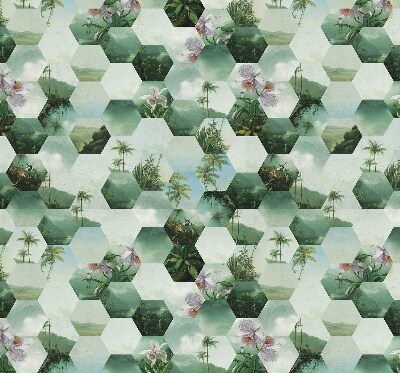 Roller blind for large window Green hexagons