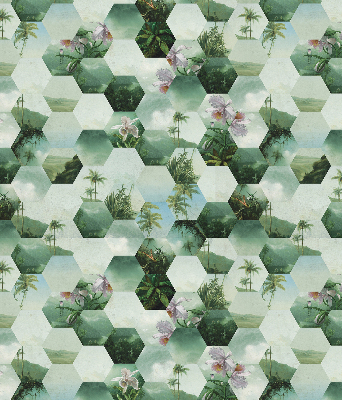 Roller blind for large window Green hexagons