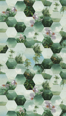 Roller blind for large window Green hexagons