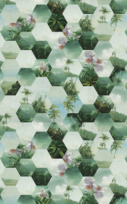 Roller blind for large window Green hexagons