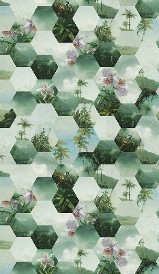 Roller blind for large window Green hexagons