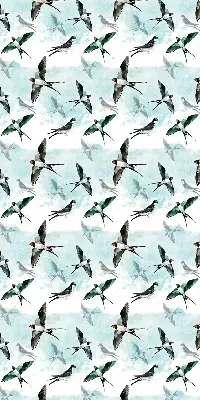 Fabric roller blind with Swallows pattern
