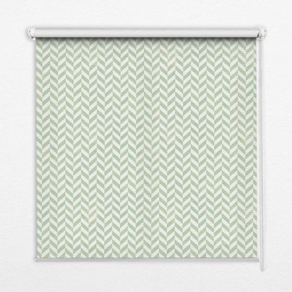 Roller blind for large window in green herringbone