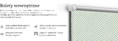 Roller blind for large window in green herringbone