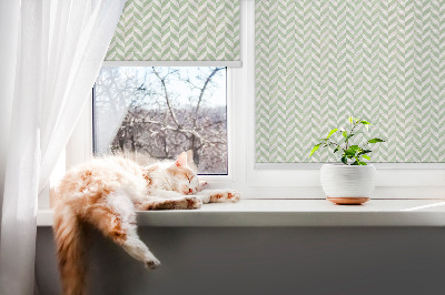 Roller blind for large window Green herringbone