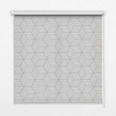 Roller blind for large window 3D striped squares