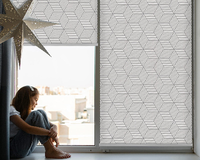 Roller blind for large window 3D striped squares