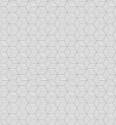 Roller blind for large window 3D striped squares
