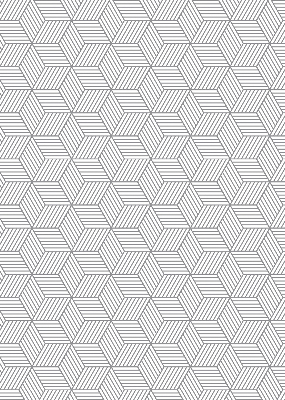 Roller blind for large window 3D striped squares design