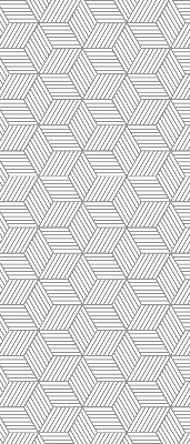 Roller blind for large window 3D striped squares