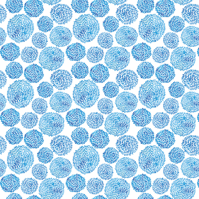 Fabric roller blind Blue petal circles
