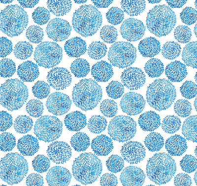 Fabric roller blind Blue petal circles