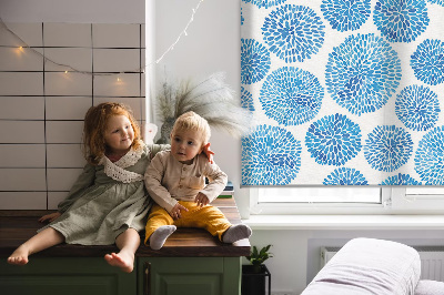 Fabric roller blind Blue petal circles