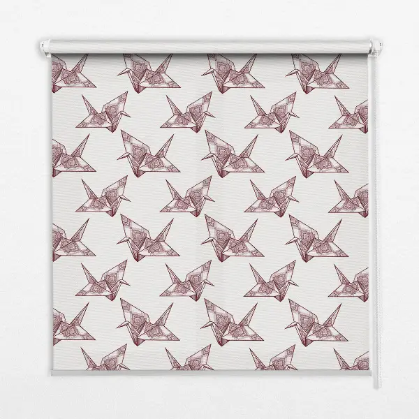 Modern roller blind with origami swans pattern