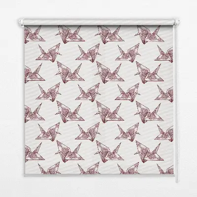 Modern roller blind with origami swans pattern