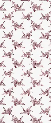 Modern roller blind with origami swans pattern