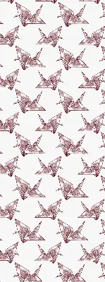 Modern roller blind with origami swans pattern
