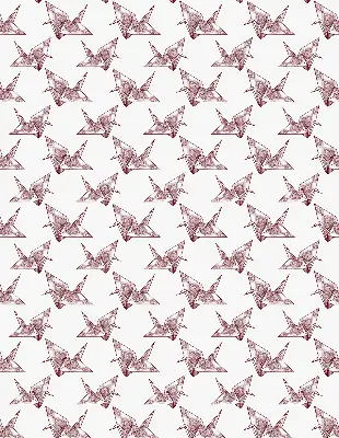 Modern roller blind with origami swans pattern
