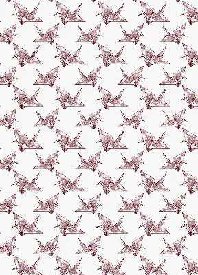 Modern roller blind with origami swans pattern