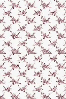 Modern roller blind with origami swans pattern