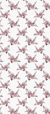 Modern roller blind with origami swans pattern
