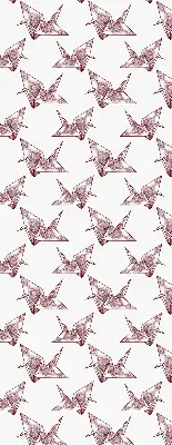 Modern roller blind with origami swans pattern