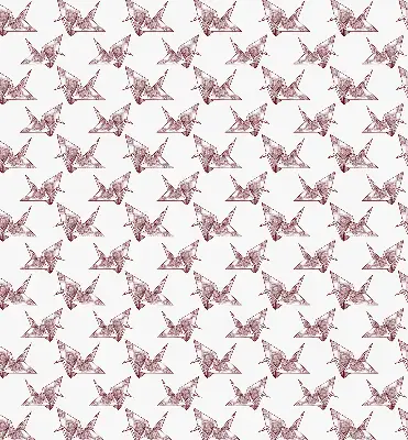 Modern roller blind with origami swans pattern