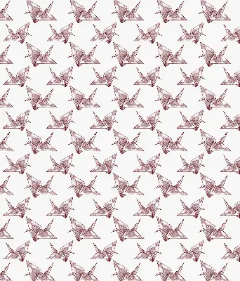 Modern roller blind with origami swans pattern